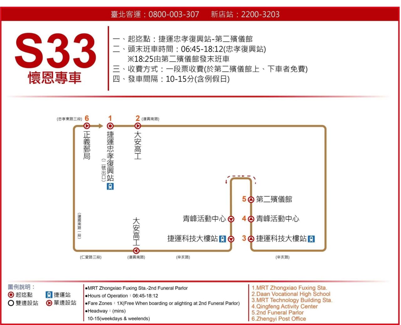 懷恩專車S33公車路線圖與時刻表